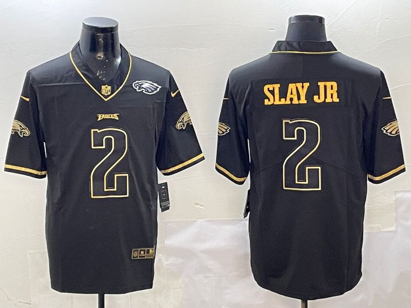 Men Philadelphia Eagles #2 Slay jr Black gold Throwback 2025 Nike Limited NFL Jersey style 5->philadelphia eagles->NFL Jersey